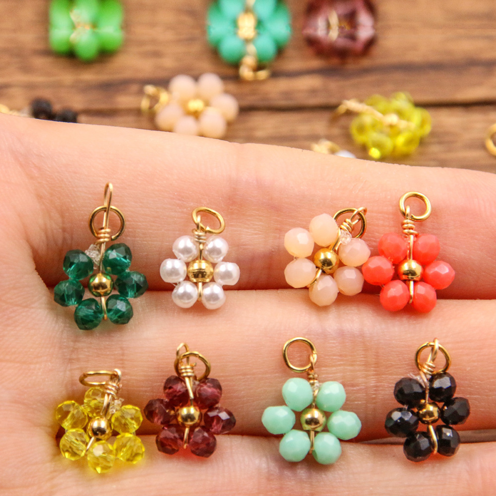 Pendentifs Pour Femmes En Acier Inoxydable Étanche, Ornés De Délicates Fleurs En Cristal Naturel Image3