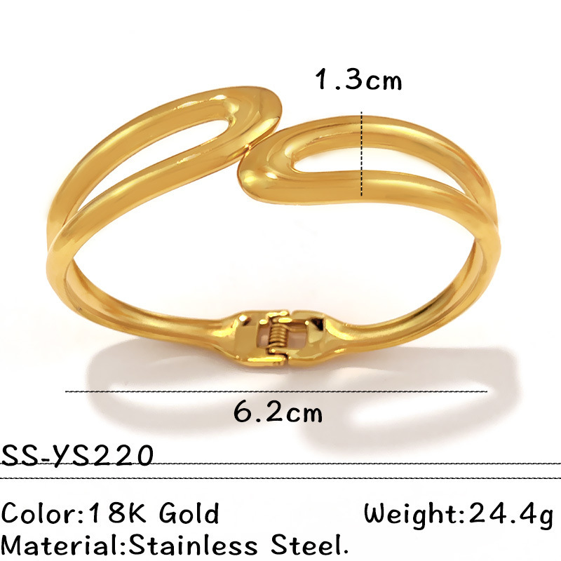 Bracelet Manchette Étanche En Acier Inoxydable Ajouré, Couleur Or (1 Pièce)