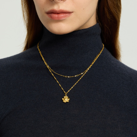 Collier pendentif femme Daily Chain Plant en acier inoxydable étanche couleur or (1 pièce)