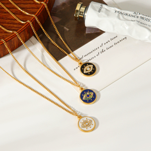 Collier Pendentif Simple Et Quotidien Pour Femme, En Acier Inoxydable Étanche, Couleur Or, Orné D'Un Zircon Et Représentant Un Œil De Diable. h5 Image6