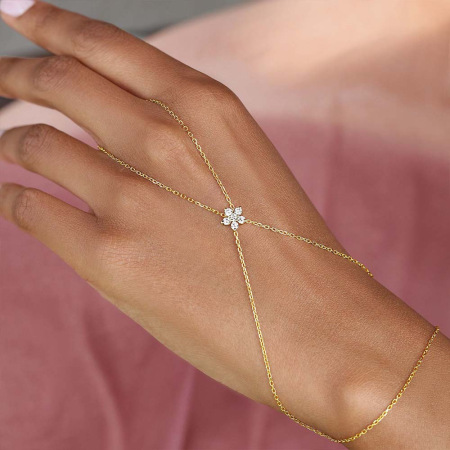 Bracelet à maillons pour femme, en acier inoxydable doré, imperméable, orné de strass et d'une fleur exquise (1 pièce).