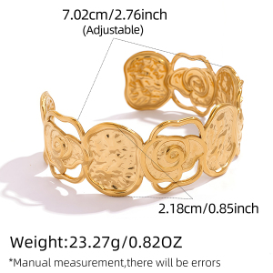Bracelets Pour Femmes En Acier Inoxydable Imperméables, Résistants À La Décoloration Et Au Motif Floral Simple Du Quotidien h5 Image2