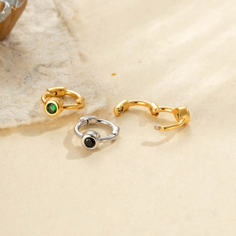 Boucles D'Oreilles Créoles Légères Pour Femmes, Couleur Cuivre Doré, Avec Zircon. Image3