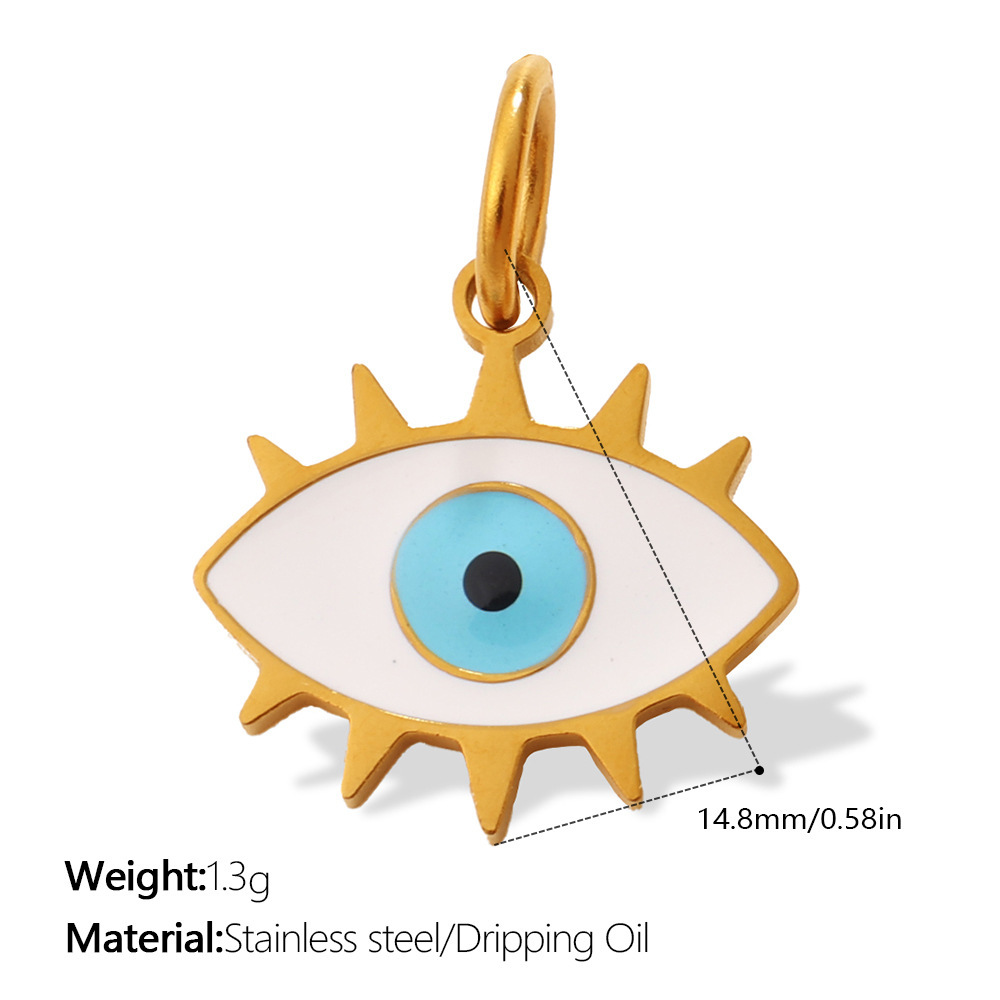 Pendentif Rétro Œil De Diable En Acier Inoxydable Doré Avec Strass, Étanche Et Anti-Ternissement, Pour Femme