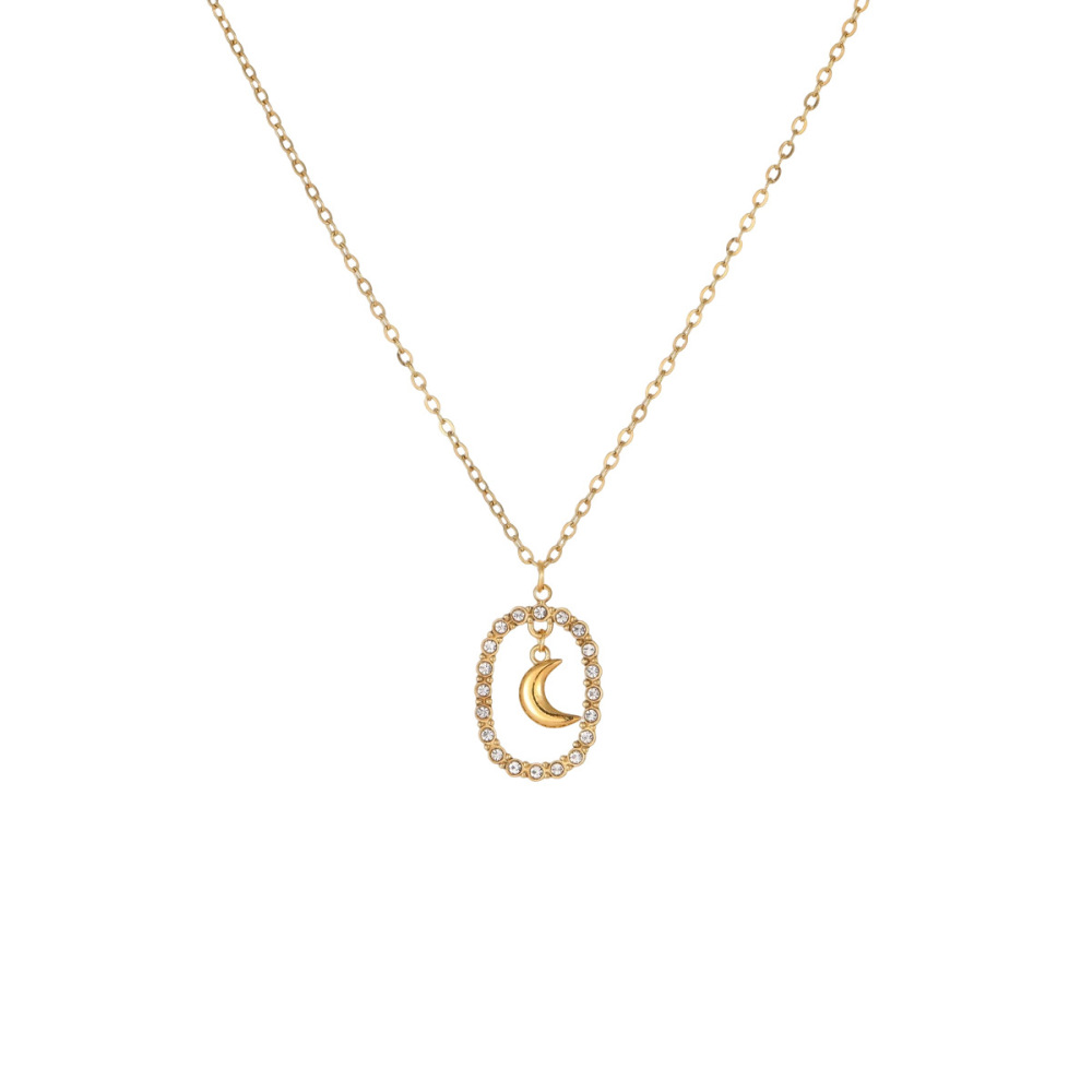 Colliers À Maillons Pour Femmes Daily Heart En Acier Inoxydable Ajouré En Forme De Lune, Étanches Et Anti-Ternissement, Couleur Or Image5