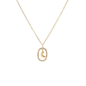 Colliers À Maillons Pour Femmes Daily Heart En Acier Inoxydable Ajouré En Forme De Lune, Étanches Et Anti-Ternissement, Couleur Or h5 Image5