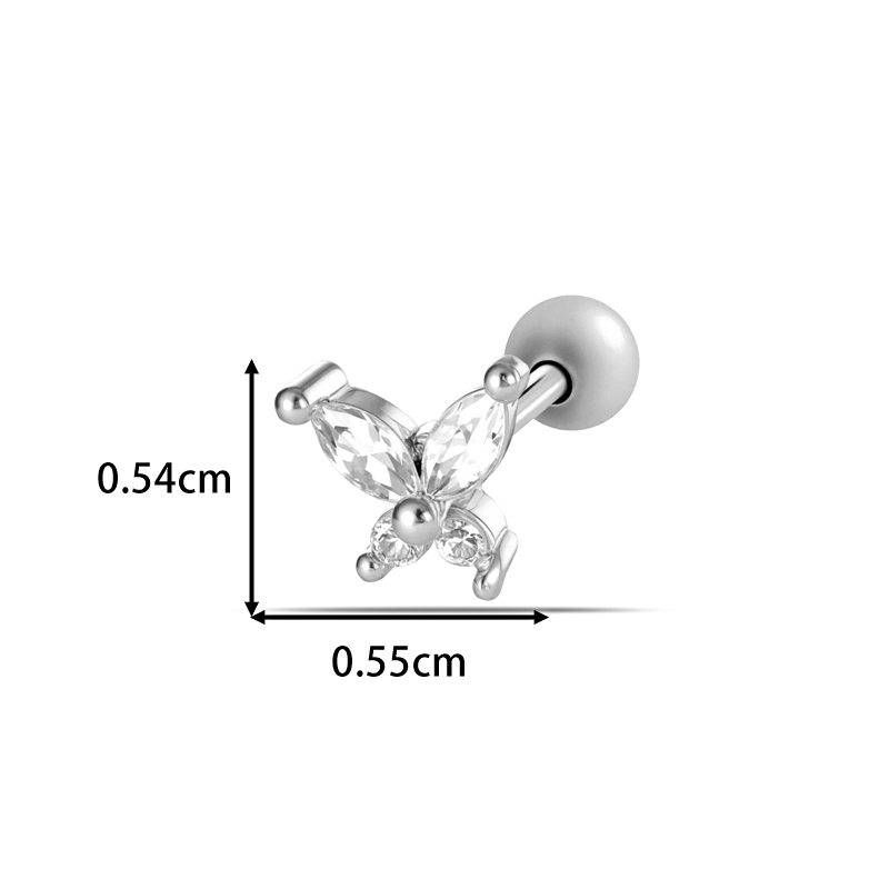 Boucles D'Oreilles Piercing Femme En Zircon Couleur Cuivre Doré, Motif Animal Féerique h5Image2