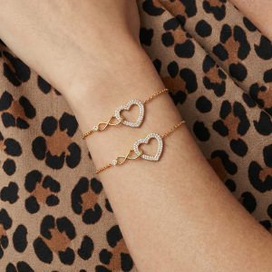 Colliers Pendentifs Pour Femmes En Acier Inoxydable Doré, Imperméables, Anti-Ternissement Et Ornés De Zircon, Représentant Un Cœur Romantique Et L'Infini h5 Image5