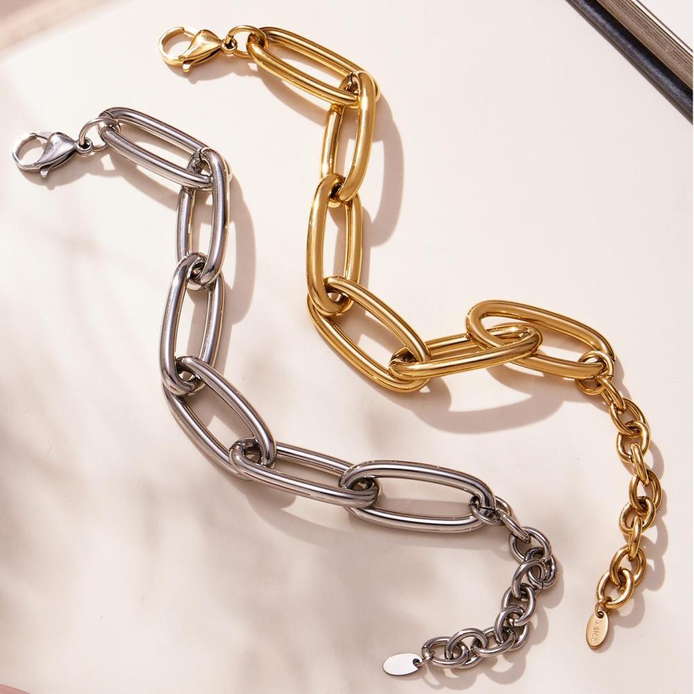 Collier Chaîne Classique Et Polyvalente En Acier Inoxydable, Couleur Or, Imperméable, Pour Femme (1 Pièce) Image5