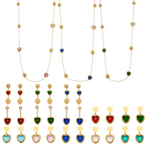 Collier Long Pour Femme En Verre, Acier Inoxydable, Imperméable Et Anti-Ternissement, Couleur Or, Avec Un Cœur Romantique h5 Image8
