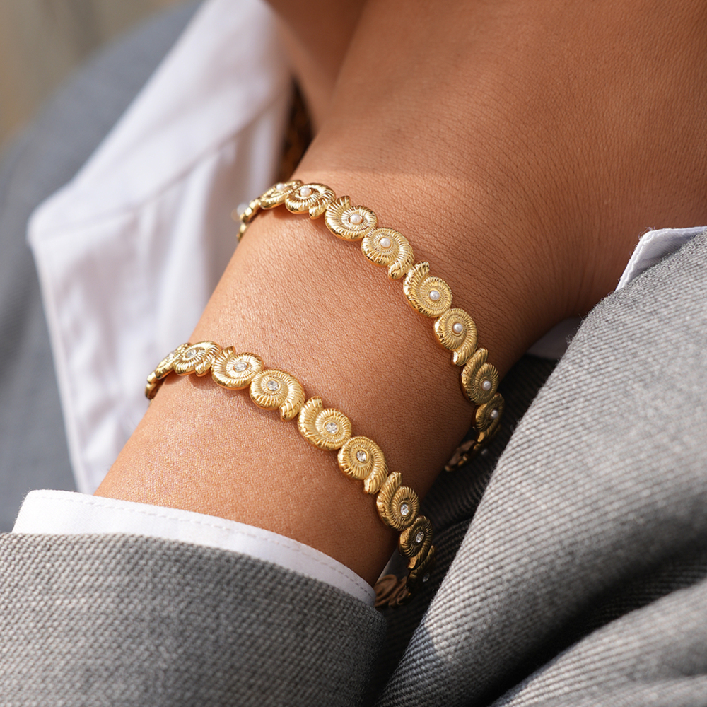 Bracelet Conch Daily Circle En Acier Inoxydable Imperméable Couleur Or Pour Femme Image5