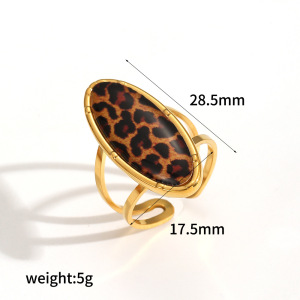 Bague Tendance En Acier Inoxydable Doré, Imprimé Léopard, Étanche (1 Pièce) h5