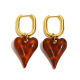 Boucles d'oreilles longues en acrylique en forme de cœur et de U - dorées 