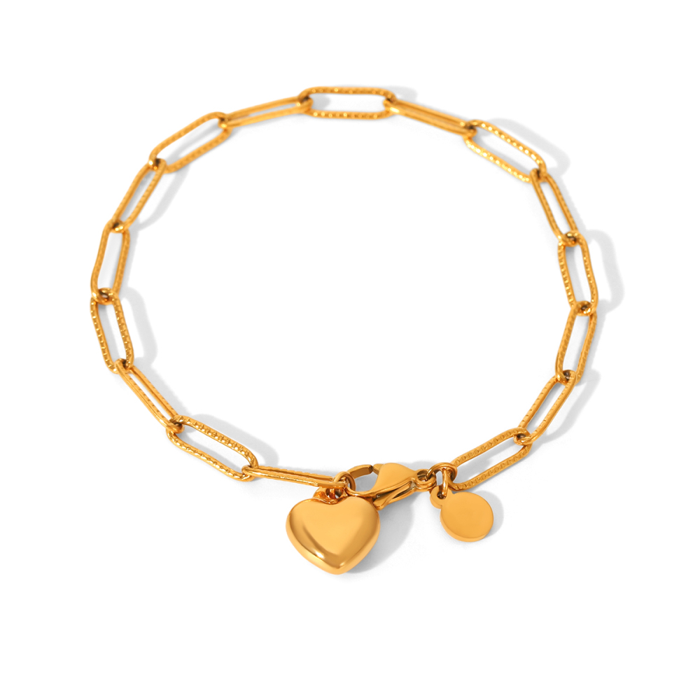Collier Pendentif Femme En Forme De Cœur Simple, En Acier Inoxydable, Étanche Et Anti-Ternissement, Couleur Or (1 Pièce)