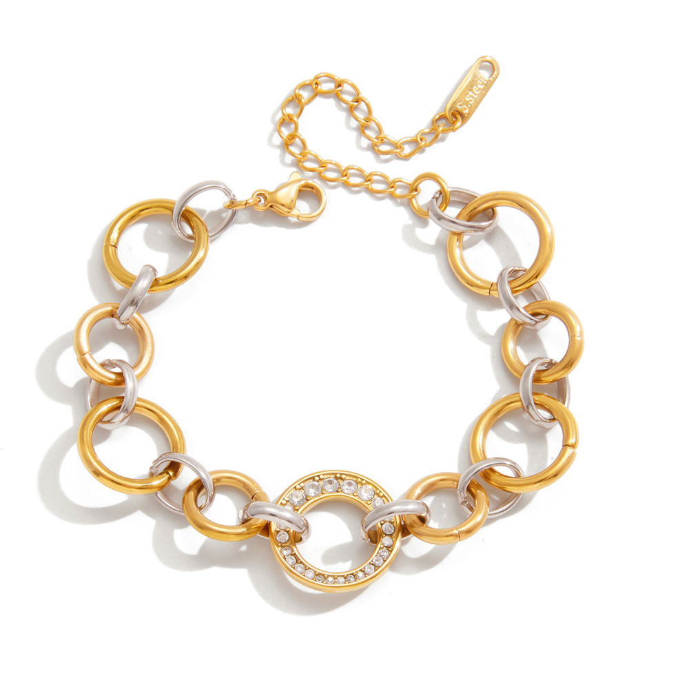 Bracelets À Breloques Pour Femmes, Robustes, En Acier Inoxydable, Couleurs Or Et Argent Mélangées, Étanches Et Anti-Ternissement Image6