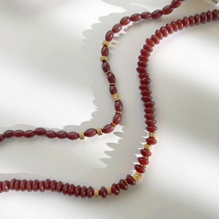 Collier de perles étanches en verre et acier inoxydable (1 pièce)