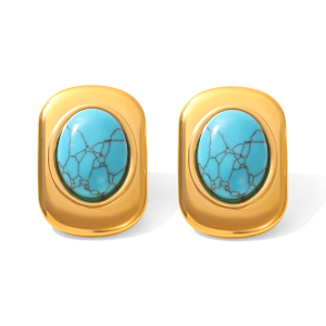 1 Paire De Boucles D'Oreilles Puces Luxueuses Pour Femmes, En Acier Inoxydable Tissé, Imperméables, De Forme Triangulaire Et Rectangulaire. h5 