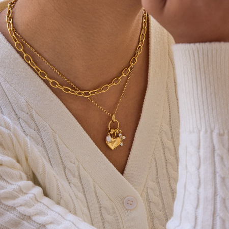 Magnifique collier pendentif cœur en acier inoxydable, imperméable et anti-ternissement, couleur or, pour femme 2