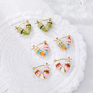 Boucles D'Oreilles Créoles Pour Femmes, En Acier Inoxydable Doré, Couleur Or, Imperméables Et Résistantes Au Ternissement, Motif Cœur. h5 Image2