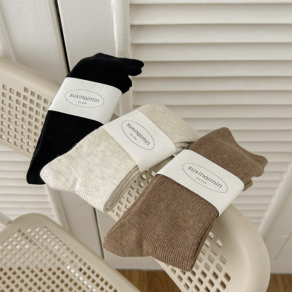 1 Paire De Chaussettes Mi-Mollet Décontractées Et Polyvalentes En Pur Coton Doux h5Image2