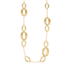 Collier Long Minimaliste Pour Femme, En Acier Titane Doré, Composé D'Un Cercle (1 Pièce) h5 