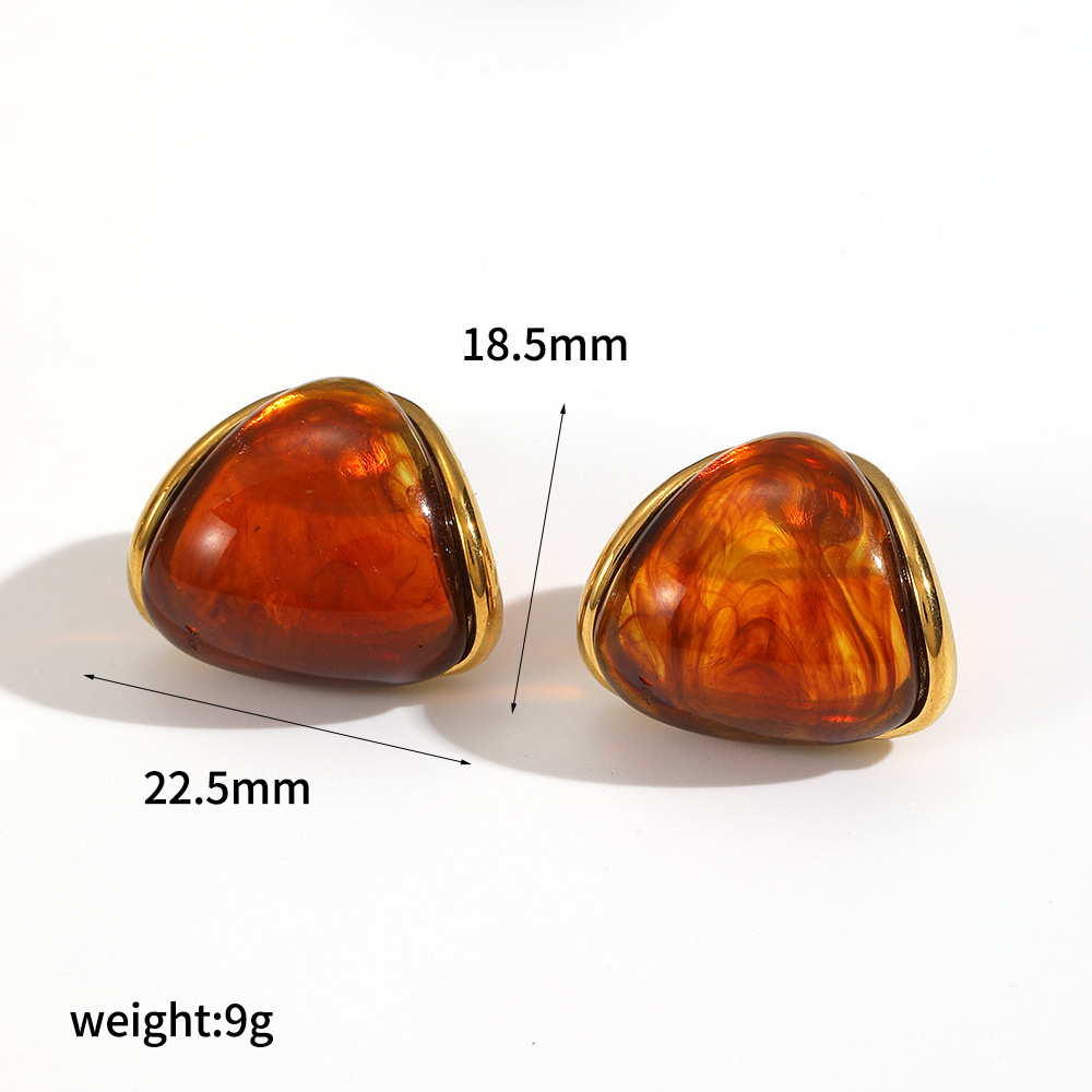 Boucles D'Oreilles Puces Simples En Acrylique Triangulaire Et Acier Inoxydable Étanches Pour Femmes