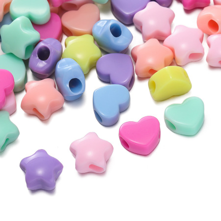 Bijoux simples en perles acryliques en forme de cœur et d'étoile à faire soi-même 2