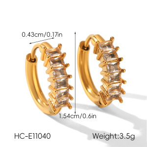 Boucles D'Oreilles Créoles En Acier Inoxydable Étanche, Couleur Or, Avec Zircon. h5 Image2
