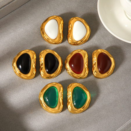 Boucles d'oreilles puces pour femme, en acier inoxydable de forme irrégulière, imperméables et anti-ternissement, couleur or (1 pièce).