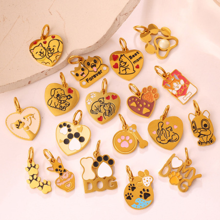 Pendentifs pour femmes en acier inoxydable doré, imperméables et anti-ternissement, collection « Animaux mignons » 2