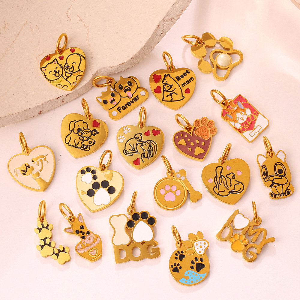 Pendentifs Pour Femmes En Acier Inoxydable Doré, Imperméables Et Anti-Ternissement, Collection « Animaux Mignons » Image2