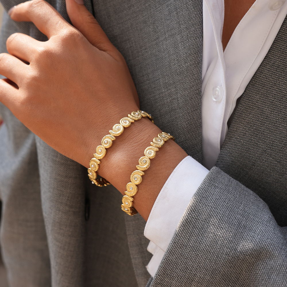 Bracelet Conch Daily Circle En Acier Inoxydable Imperméable Couleur Or Pour Femme Image3