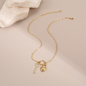 Collier À Chaîne Pour Femme, 1 Pièce, Luxueux, Style Rétro, Avec Fermoir À Clé, En Acier Inoxydable, Étanche, Anti-Ternissement, Couleur Or. h5 Image3