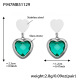 F947 - Boucles d'oreilles en acier et pierre facettée vert clair Image23