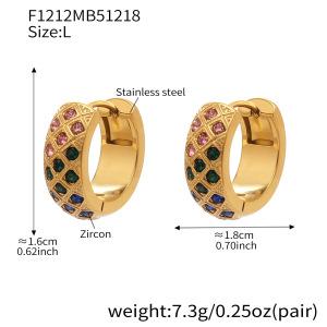 Boucles D'Oreilles Créoles Pour Femmes En Acier Inoxydable Doré, Imperméables Et Anti-Ternissement, Ornées De Zircon, En Forme De Losange Brillant. h5 Image2