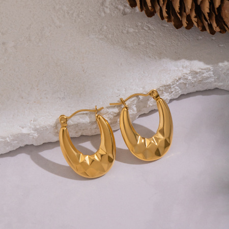 1 paire de boucles d'oreilles créoles en acier inoxydable étanche couleur or 2