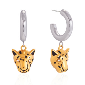 Boucles D'Oreilles Pendantes Pour Femmes, Motif Tête De Léopard, En Acier Inoxydable, Imperméables Et Anti-Ternissement, Couleur Or. h5
