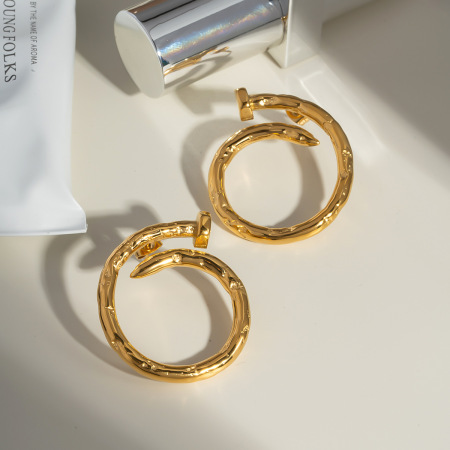 Boucles d'oreilles puces pour femmes, en acier inoxydable, étanches, couleur or, en forme d'ongle