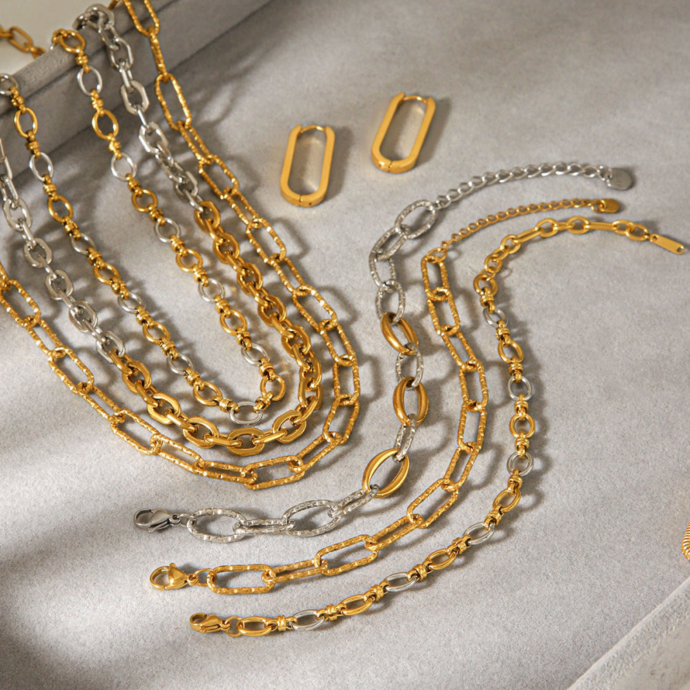 Colliers À Maillons Pour Femmes, Collection Simple Series Daily Chain, En Acier Inoxydable Étanche, Couleur Or Image4