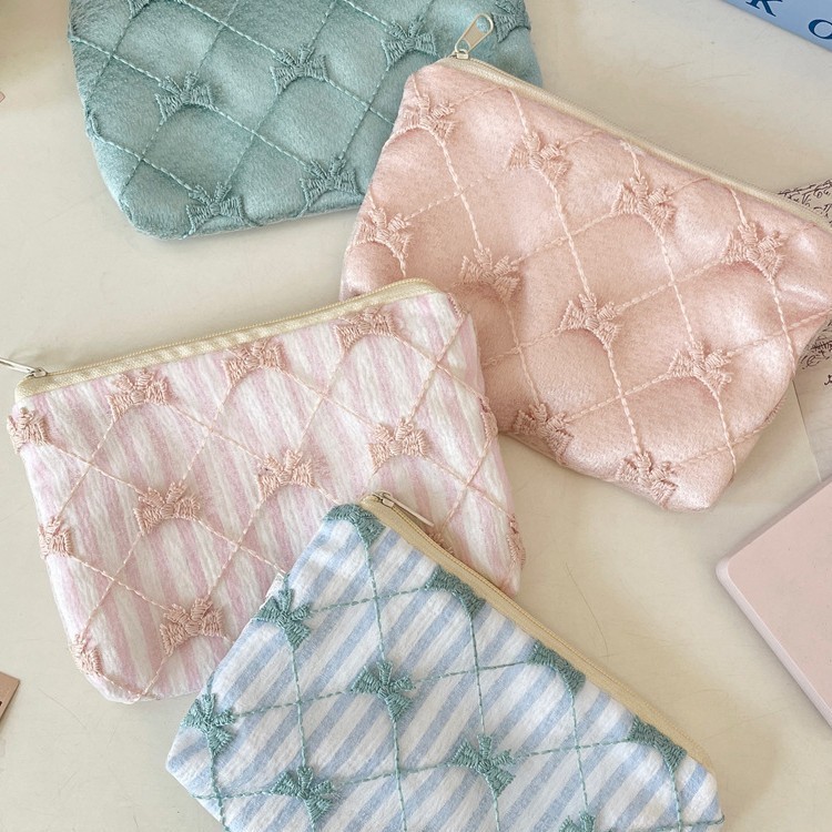 Trousse De Maquillage Pour Femme Avec Nœud Papillon Fleuri, Collection Romantique Image2