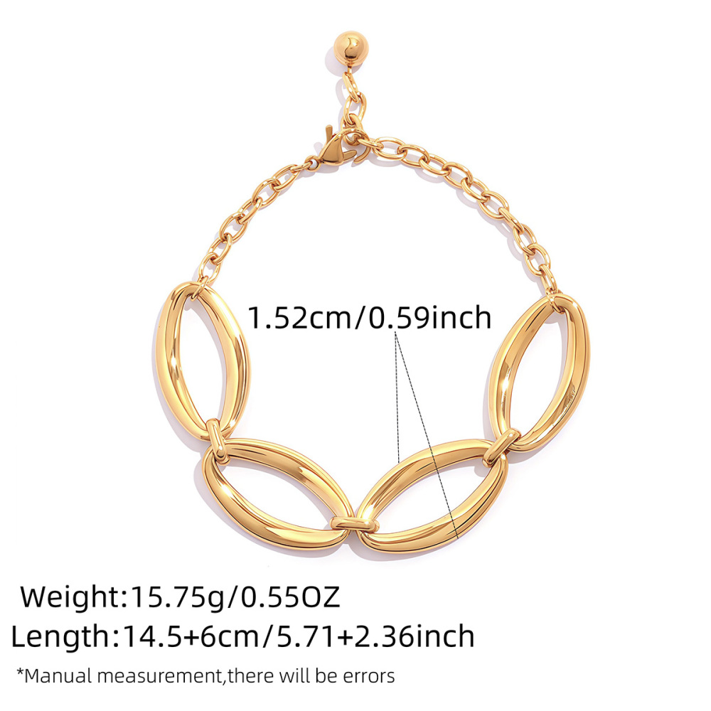 Ensemble De Bracelets Pour Femmes, 1 Pièce, Forme Irrégulière, Jointure, Acier Inoxydable, Étanche, Anti-Ternissement, Couleur Or Image2