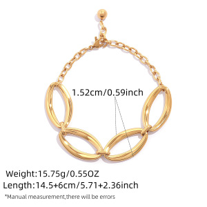 Ensemble De Bracelets Pour Femmes, 1 Pièce, Forme Irrégulière, Jointure, Acier Inoxydable, Étanche, Anti-Ternissement, Couleur Or h5 Image2