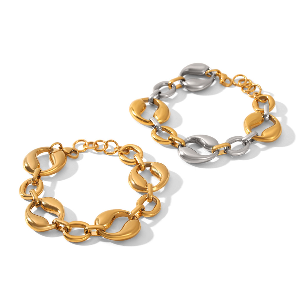 Bracelet Chaîne En Acier Inoxydable Étanche Couleur Or, Forme Irrégulière h5Image5
