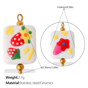 Pendentif En Céramique En Forme De Cœur Fleuri (1 Pièce) h5 