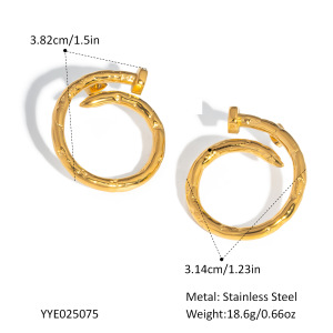 Boucles D'Oreilles Puces Pour Femmes, En Acier Inoxydable, Étanches, Couleur Or, En Forme D'Ongle h5