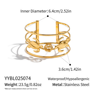 Bracelet Manchette Tortue Étanche En Acier Inoxydable Couleur Or (1 Pièce) h5 