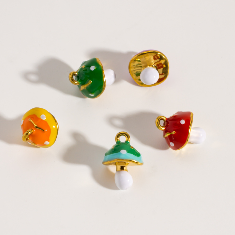 Pendentifs Pour Femmes En Acier Inoxydable Doré, Imperméables Et Anti-Ternissement, En Forme De Champignon Mignon h5Image3