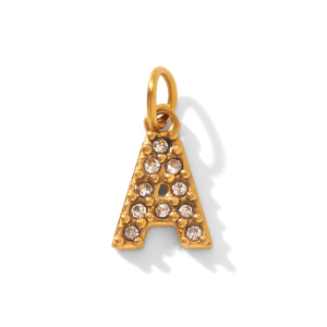 Pendentif Lettre En Acier Inoxydable Étanche Couleur Or Et Zircon h5