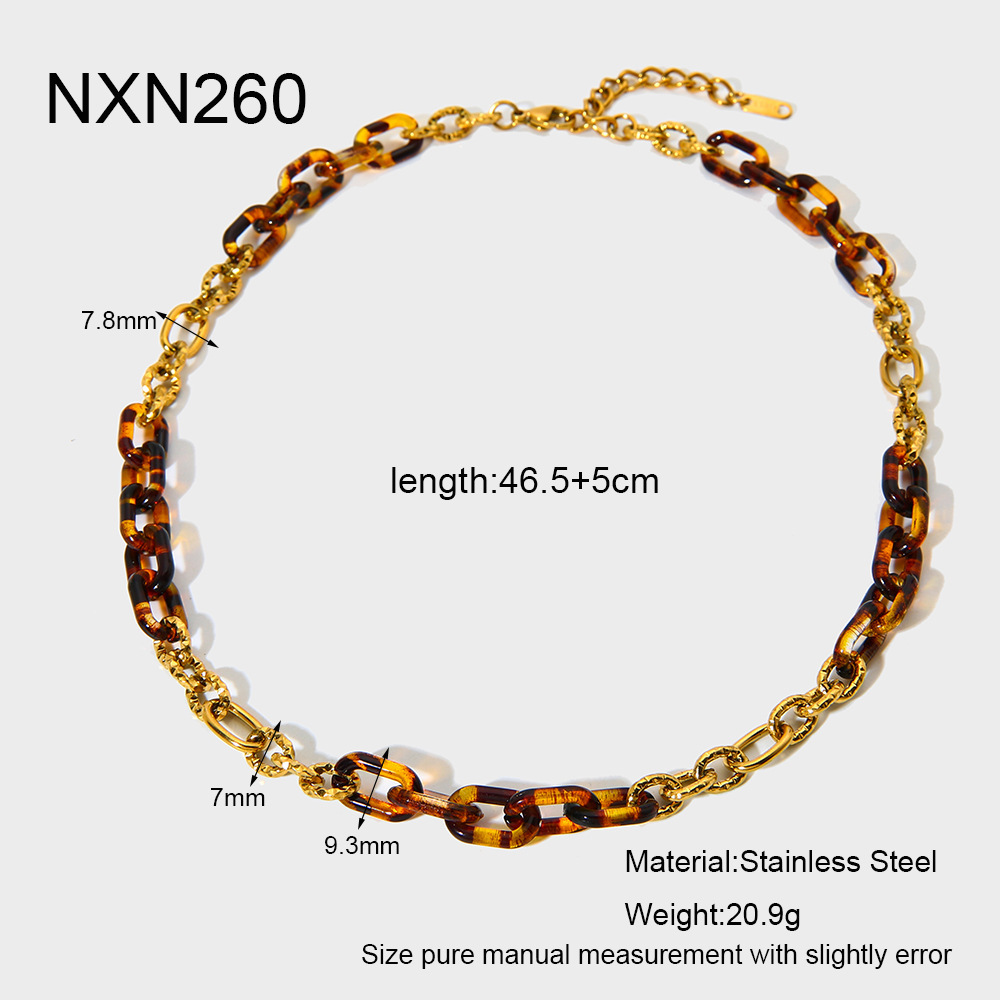 Collier Chaîne Rétro Classique En Acier Inoxydable Étanche Couleur Or Pour Femme (1 Pièce) 