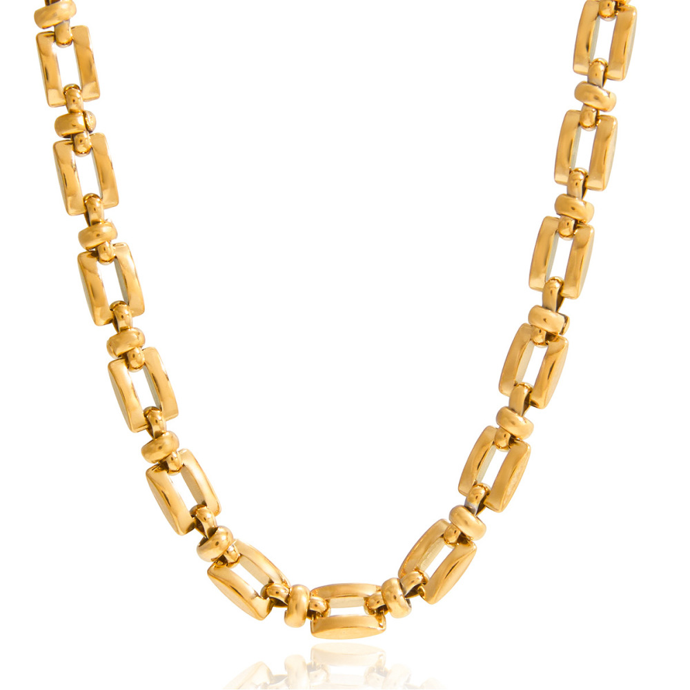 Colliers À Maillons Minimalistes Pour Femmes, En Acier Inoxydable, Imperméables Et Anti-Ternissement, Couleur Or